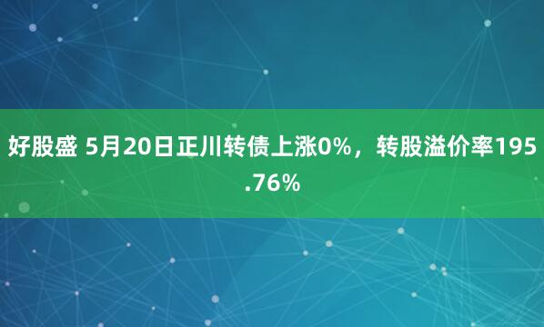 好股盛 5月20日正川转债上涨0%，转股溢价率195.76%